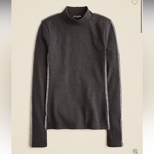 J.Crew Gray Ribbed Long Sleeve Top